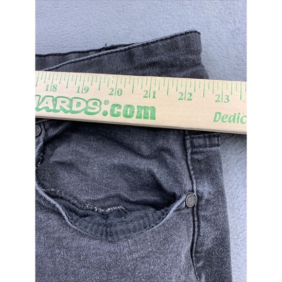 Man Boohoo Man Denim Buttonfly Jeans Men's Size 46x30 Black Dark Wash Distressed - Picture 4 of 14